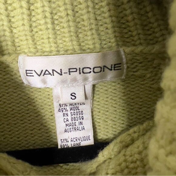 Evan Picone Lime Green Wool Blend Made In Australia Turtleneck Sweater Small - Picture 3 of 4